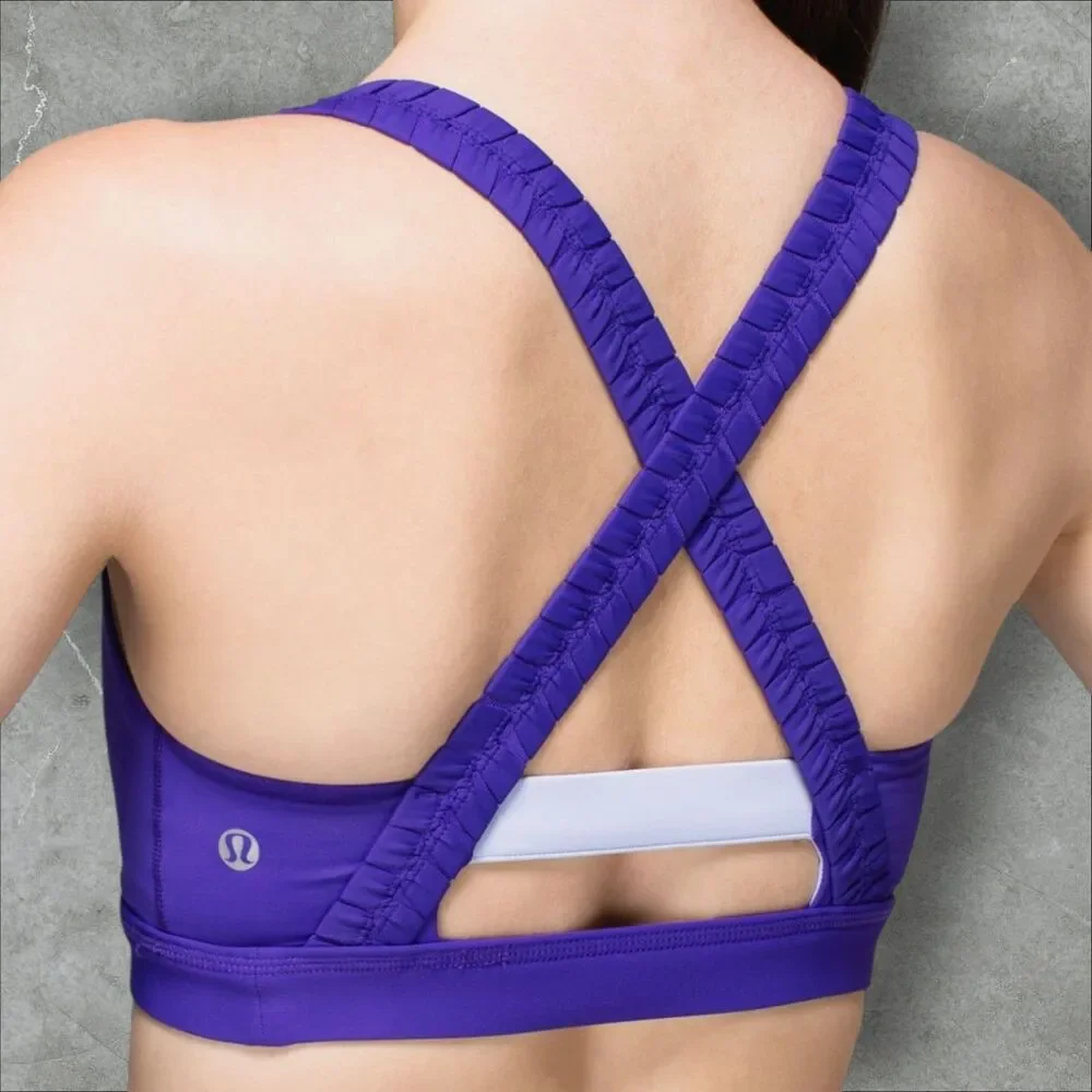 Lululemon Inner Heart Sports Bra Bruised Berry/Cool Breeze Cross Back - Size 4